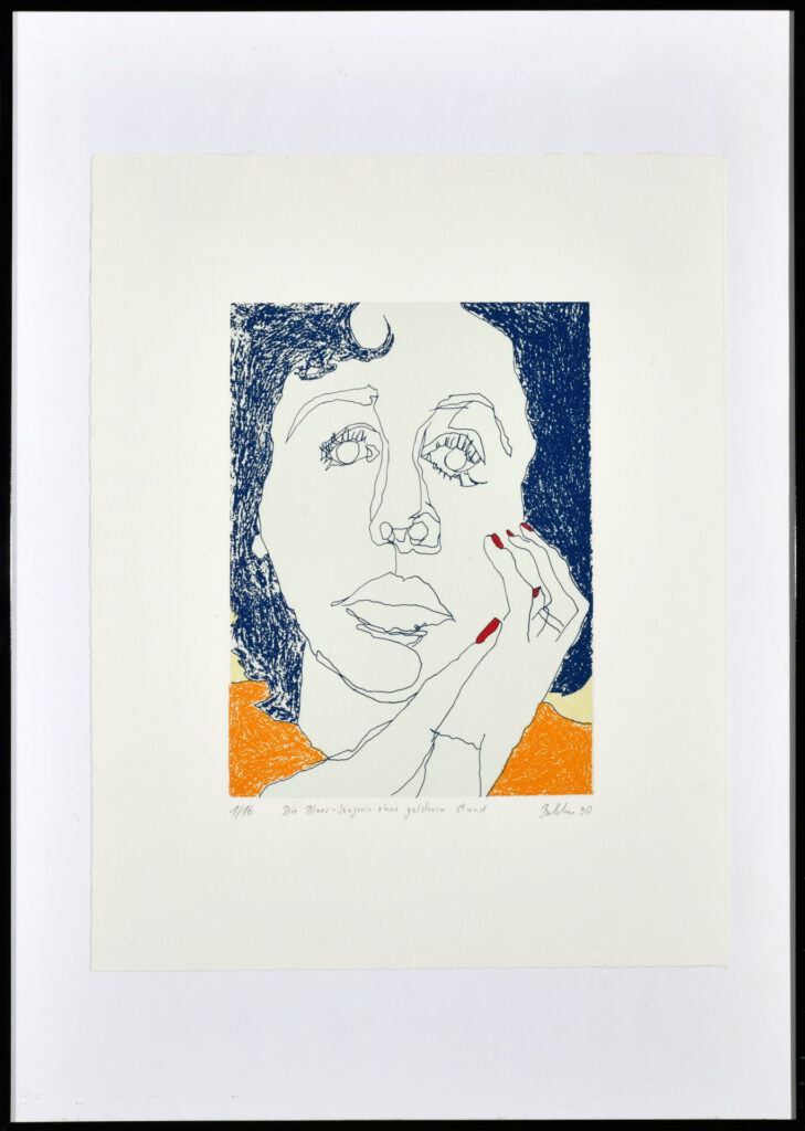 "Die Bluessängerin ohne goldenen Mund", Siebdruck, 50 x 40 cm, Inv.-Nr. 1000/144, Kaufpreis 150 €, jährliche Leihgebühr 36 € 