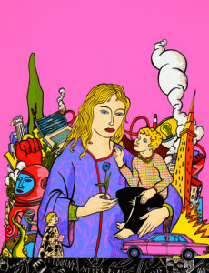 Madona mit der blauen Blume, 90 x 70 cm, 2017 (© Moritz Götze und VG Bild Kunst Bonn)