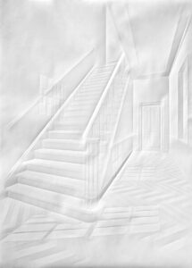 o.T.(Licht und Treppe), 100 x 70cm, 2023, Papier gefaltet o.T. (Licht und Treppe) ©Simon Schubert