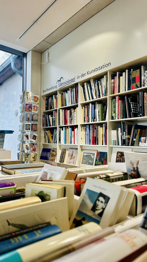 Antiquarische Buecher im Buecherregal der Kunststation Kleinsassen